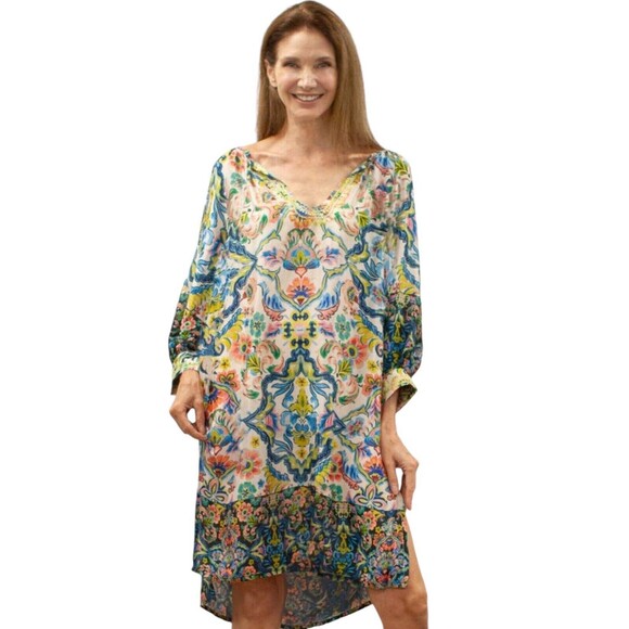 NWT ANTHROPOLOGIE LOVE KYLA CAITE SEO COSIMA EMBROIDERED BOHO SILK DRESS SMALL - Picture 4 of 8